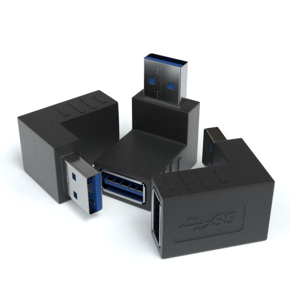 USB-A 3.0 Stecker auf USB-A 3.0 Buchse 270° Winkeladapter | 3er Pack