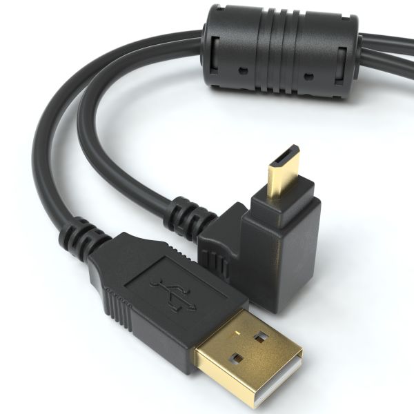 USB-A Winkelkabel, Micro-B, 2.0, 180Â° oben, 1m