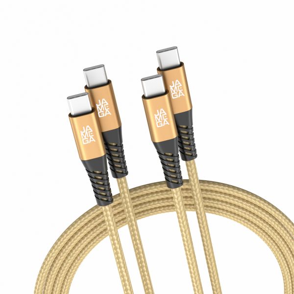 USB C zu USB C Kabel 480mbps 60W mit Metall Stecker Robustes Kabel 2m Gold - 2er Set