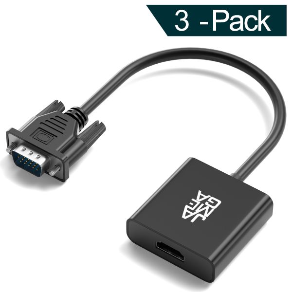 VGA Stecker auf HDMI Buchse Adapter inkl. Soundkarte | 3er Set