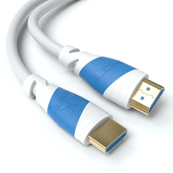 4K U-HD 2.0 HDMI Kabel - Plug Weiß/Blau - Variation &quot;eBW&quot;