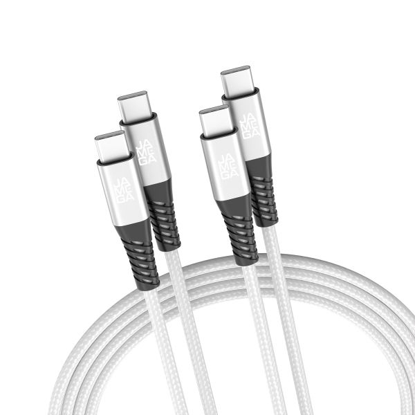 USB C zu USB C Kabel 480mbps 60W mit Metall Stecker Robustes Kabel 2m Weiß - 2er Set