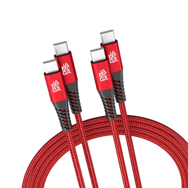 USB C zu USB C Kabel 480mbps 60W mit Metall Stecker Robustes Kabel 2m Rot - 2er Set