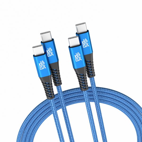 USB C zu USB C Kabel 480mbps 60W mit Metall Stecker Robustes Kabel 2m Blau - 2er Set