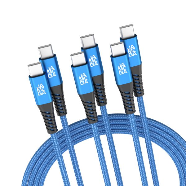USB C zu USB C Kabel 480mbps 60W mit Metall Stecker Robustes Kabel 2m Blau - 3er Set
