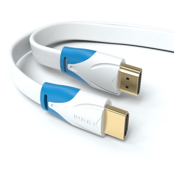 HDMI Kabel 1.4a _Flach_ - Plug weiß/blau - Variation &quot;eBW&quot;