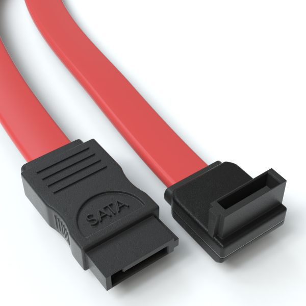 SATA 3Gb/s Verbindungskabel, L-Winkel, rot - Variation