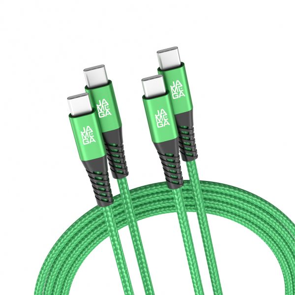 USB C zu USB C Kabel 480mbps 60W mit Metall Stecker Robustes Kabel 2m Grün - 2er Set