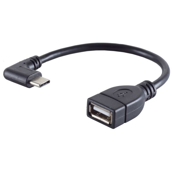 USB-C Adapter, USB-A Buchse, 2.0, OTG, 90°, PVC