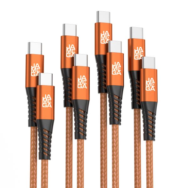 USB C zu USB C Kabel 480mbps 60W mit Metall Stecker Robust 0,5m - 3m Orange - 4er Set