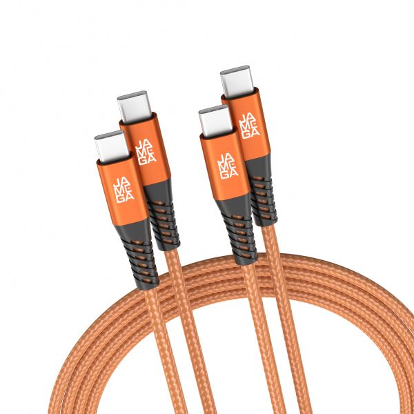 USB C zu USB C Kabel 480mbps 60W mit Metall Stecker Robustes Kabel 2m Orange - 2er Set