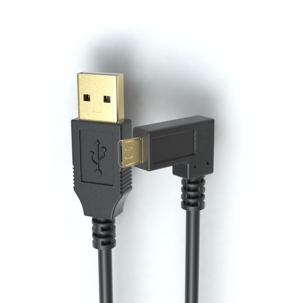 USB-A Winkelkabel, Micro-B, 2.0, 90° rechts, 1m