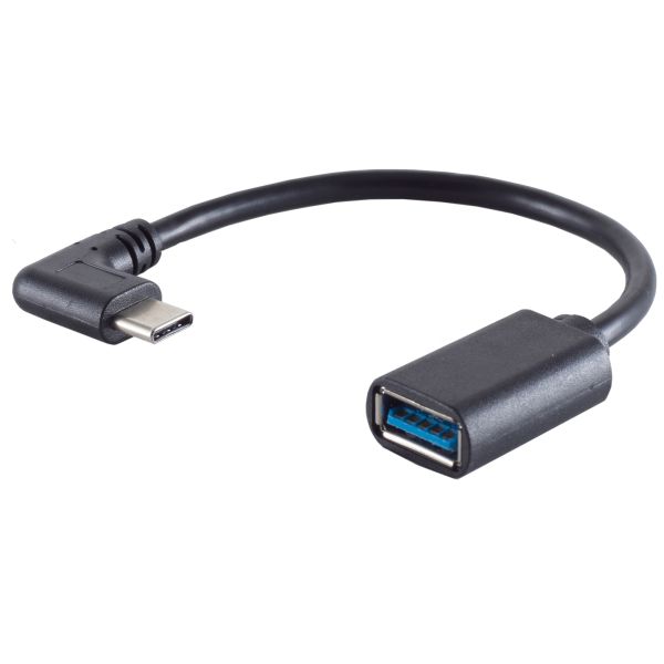 USB-C Adapter, USB-A Buchse, 3.0, OTG, 90°, PVC