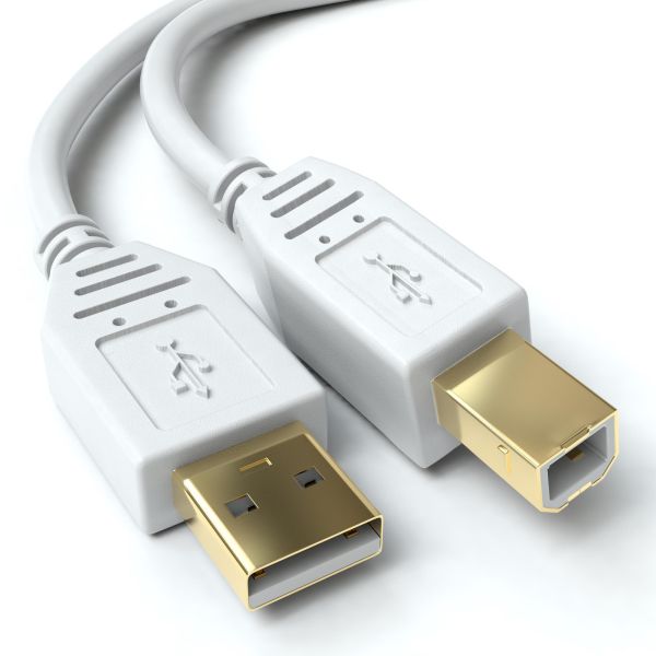 USB-A zu USB-B, Gold, Weiß - S-Impuls 2. Variante