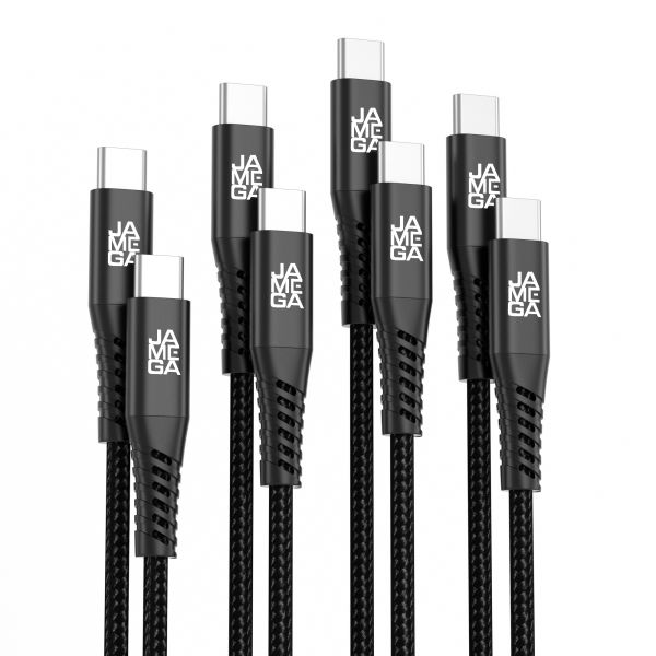 USB C zu USB C Kabel 480mbps 60W mit Metall Stecker Robust 0,5m - 3m Schwarz - 4er Set
