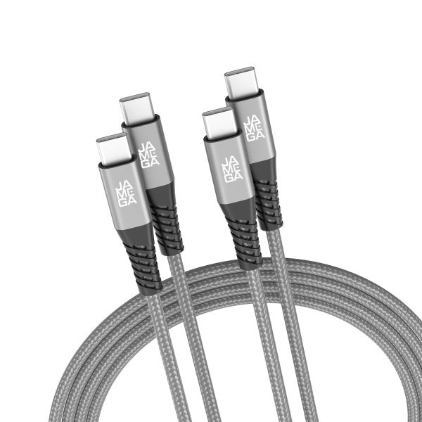 USB C zu USB C Kabel 480mbps 60W mit Metall Stecker Robustes Kabel 2m Grau - 2er Set